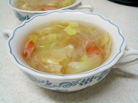 春雨とレタスの中華スープ